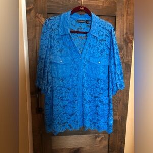 Stretch lace shirt by Susan Graver Occasion